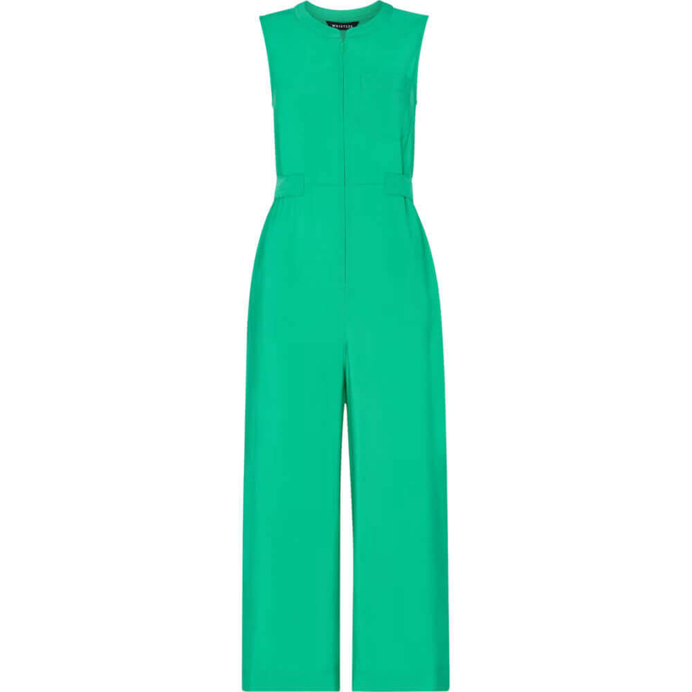 Whistles Josie Green Zip Front Jumpsuit